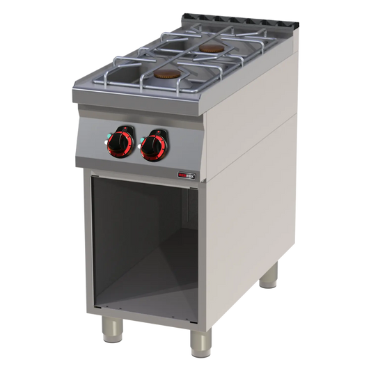Cooking range gas 2x burner on open cabinet | REDFOX - SP 90/40 G