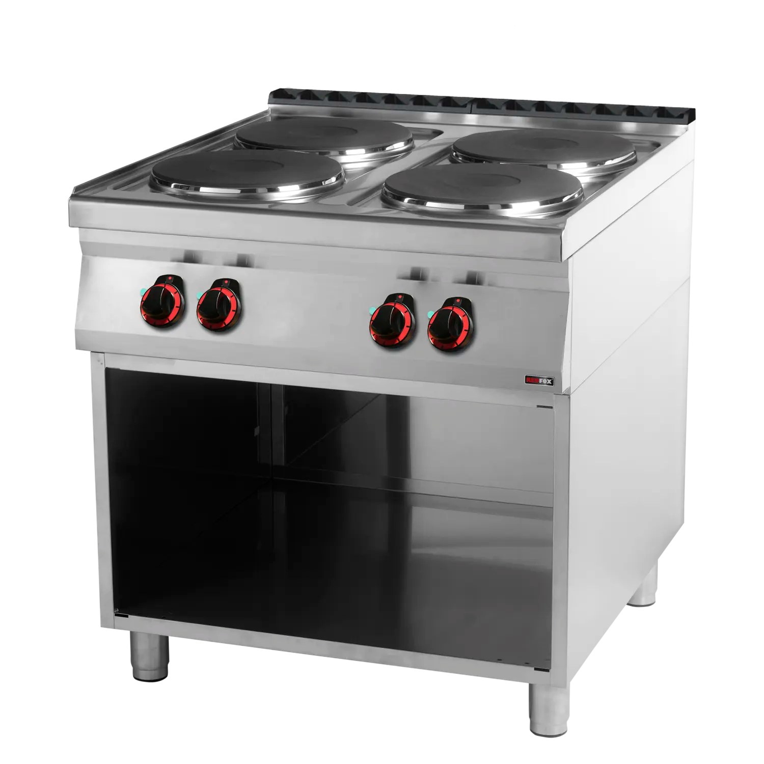 Cooking range electric 4x plate on open cabinet 400 V | REDFOX - SP 90/80 E