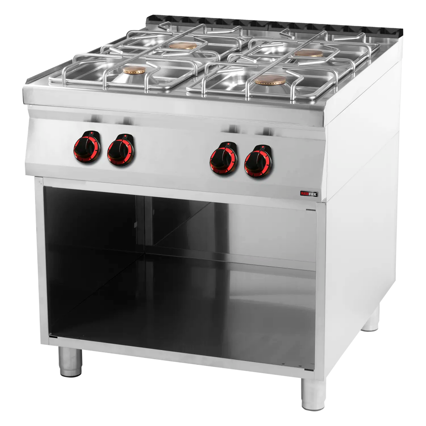 Cooking range gas 4x burner on open cabinet | REDFOX - SP 90/80 G
