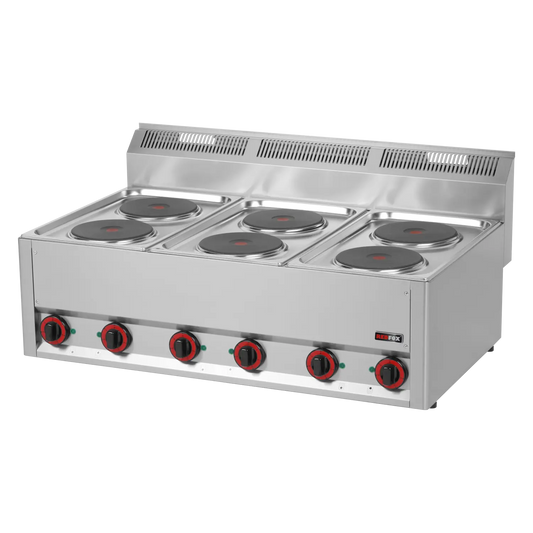 Cooking range electric 6x plate without cabinet 400 V | REDFOX - SP 90 ELS