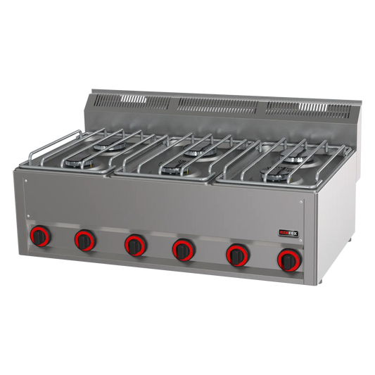 Cooking range gas 6x burner without cabinet | REDFOX - SP 90 GL