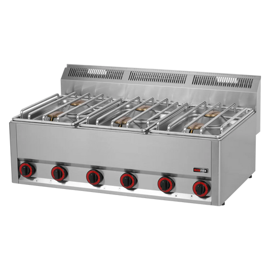 Cooking range gas 6x burner without cabinet | REDFOX - SP 90 GLS