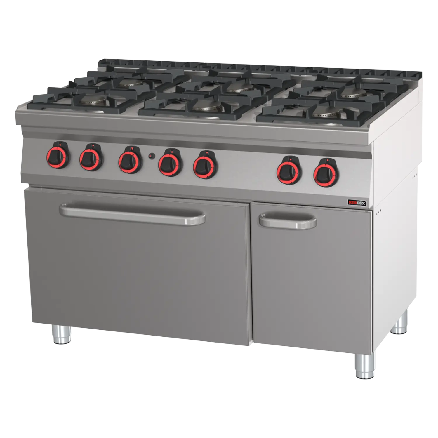 Cooking range gas with static gas oven GN 2/1 - 6x burner ECO  | REDFOX - SPBT 70/120 21 G