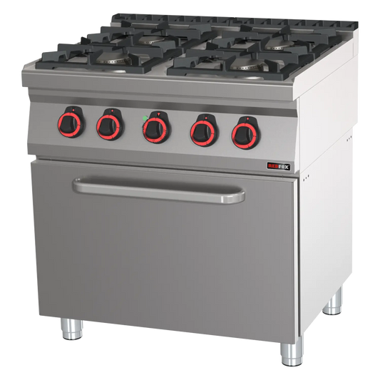 Cooking range combined with electric convection oven GN 1/1 - 4x burner ECO  | REDFOX - SPBT 70/80 11 GE