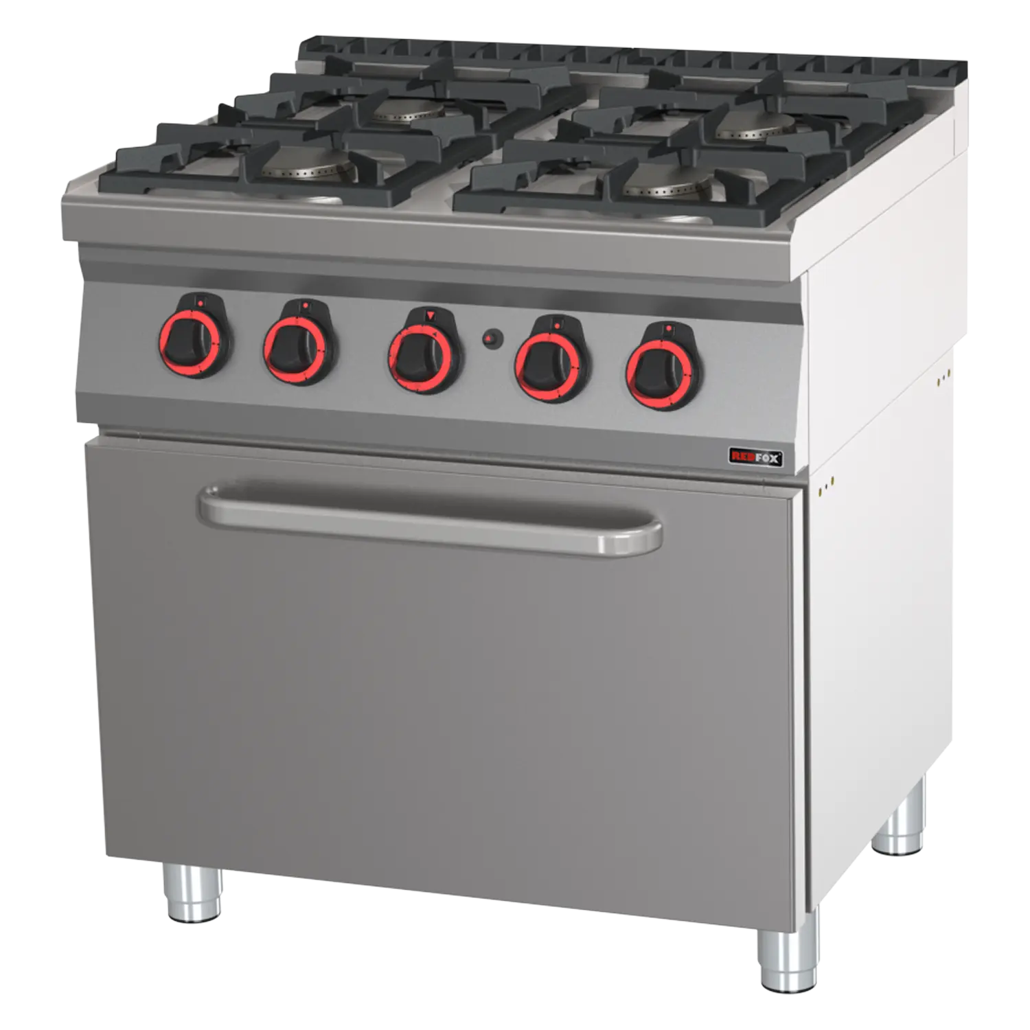Cooking range gas with static gas oven GN 2/1 - 4x burner ECO  | REDFOX - SPBT 70/80 21 G