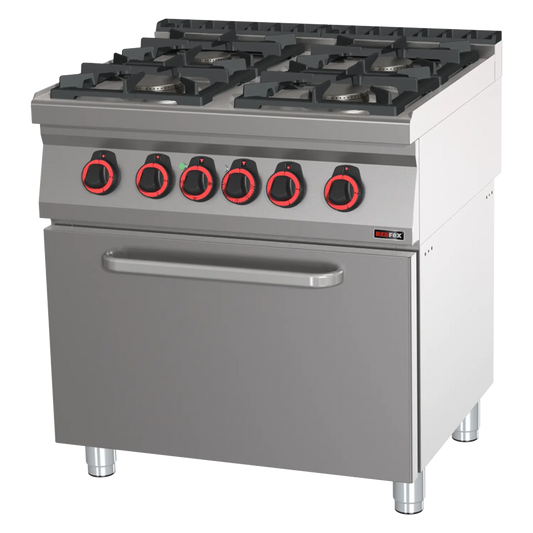 Cooking range combined with static electric oven GN 2/1 - 4x burner ECO  | REDFOX - SPBT 70/80 21 GE