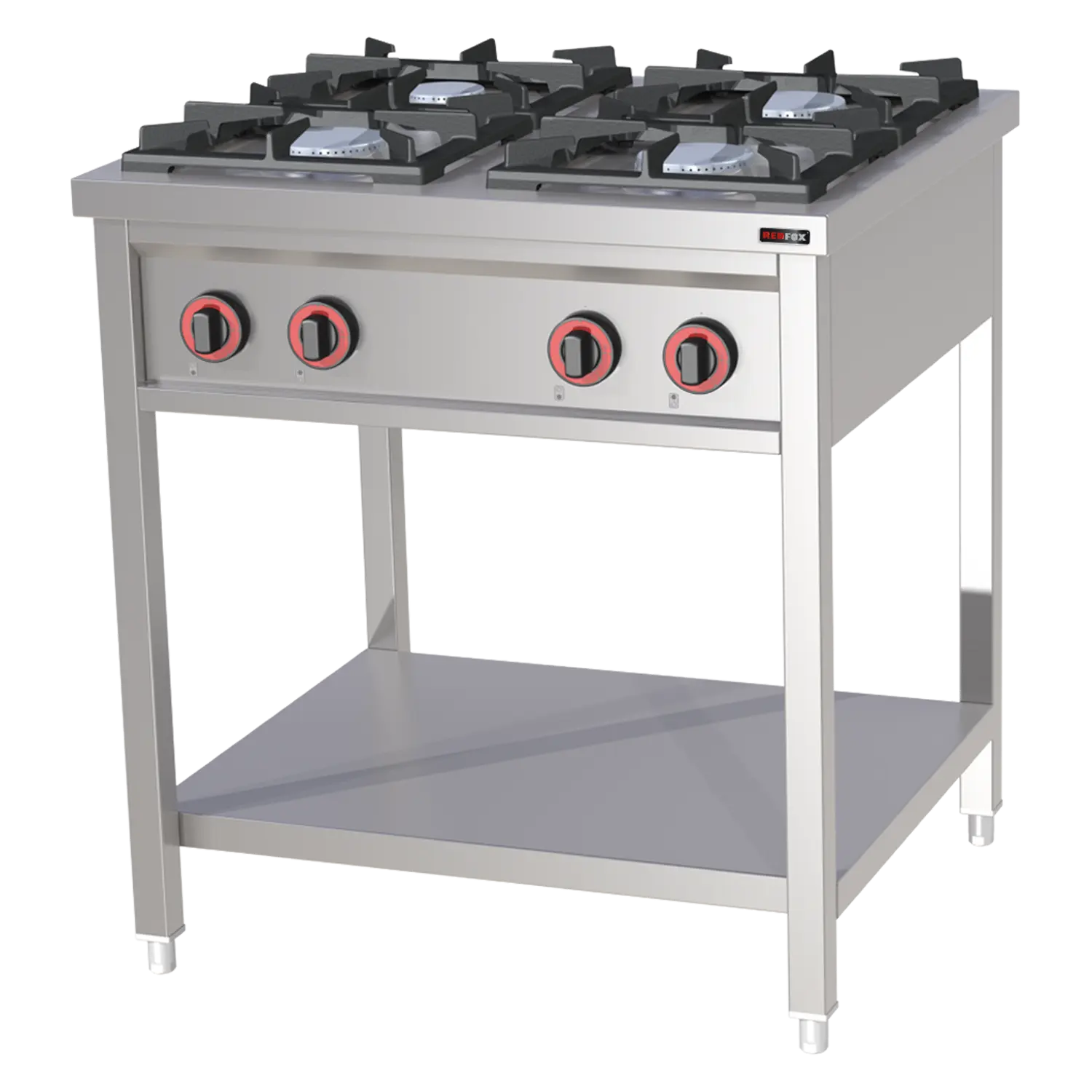 Cooking range gas 4x burner on open cabinet | REDFOX - SPF 80 G