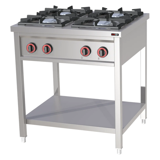 Cooking range gas 4x burner on open cabinet | REDFOX - SPF 80 G