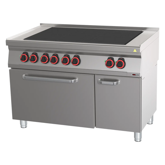 Cooking range electric with 6 solid top plates with oven GN 2/1 | REDFOX - SPLT 70/120-21 E