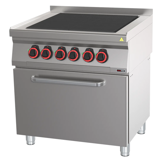 Cooking range electric with 4 solid top plates with oven GN 2/1 | REDFOX - SPLT 70/80-21 E