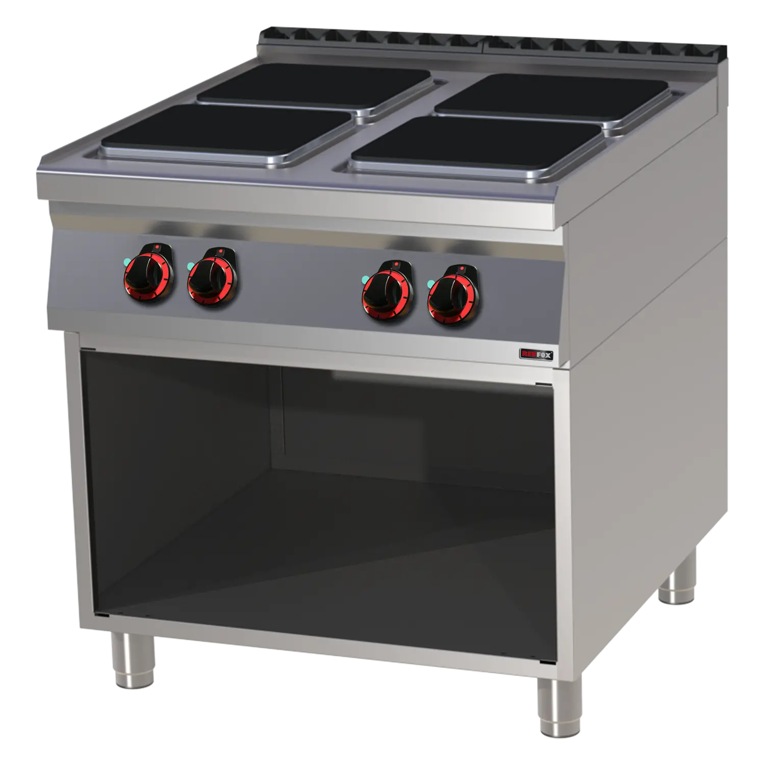 Cooking range electric 4x plate on open cabinet 400 V | REDFOX - SPQ 90/80 E