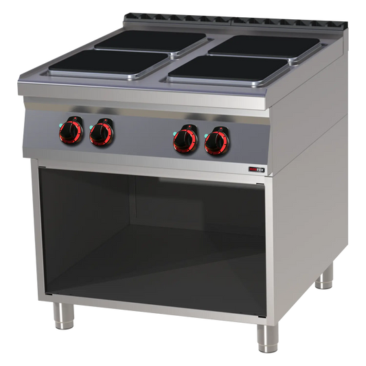 Cooking range electric 4x plate on open cabinet 400 V | REDFOX - SPQ 90/80 E