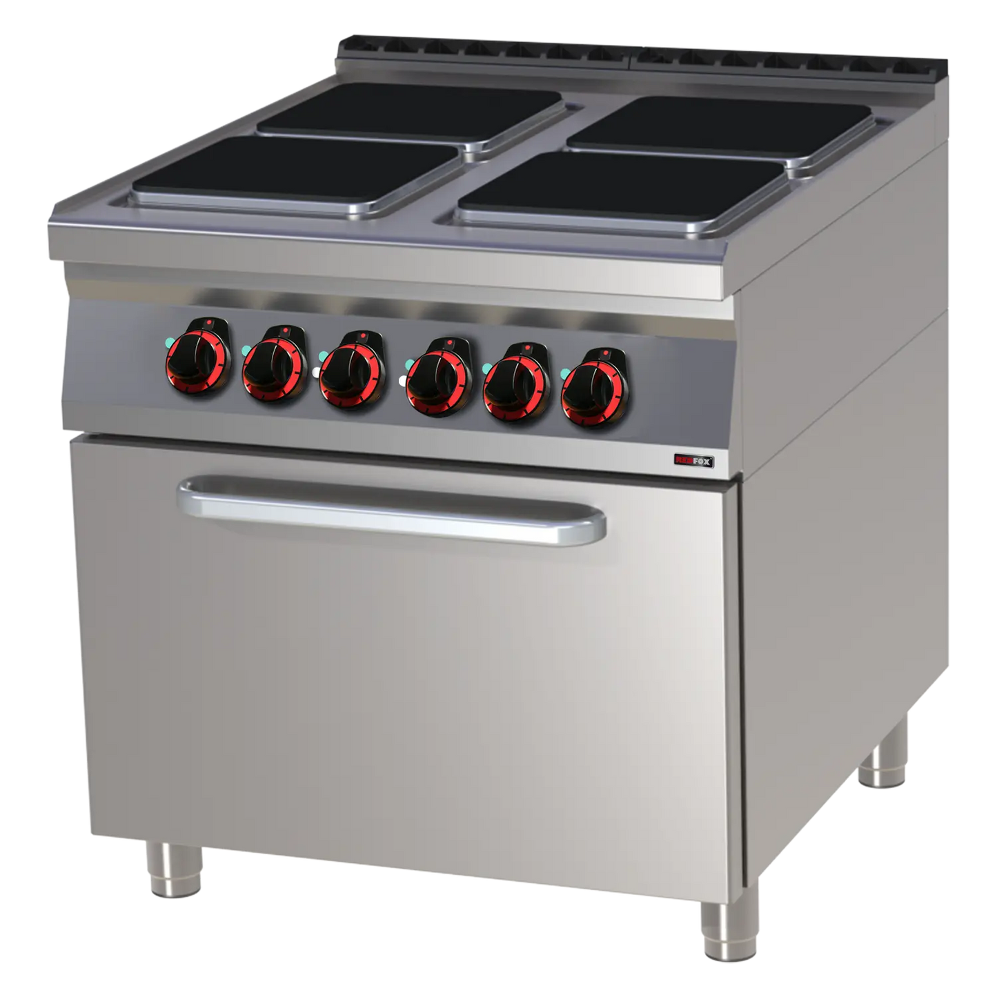 Cooking range electric with static electric oven GN 2/1 - 4x plate  | REDFOX - SPQT 90/80 21 E