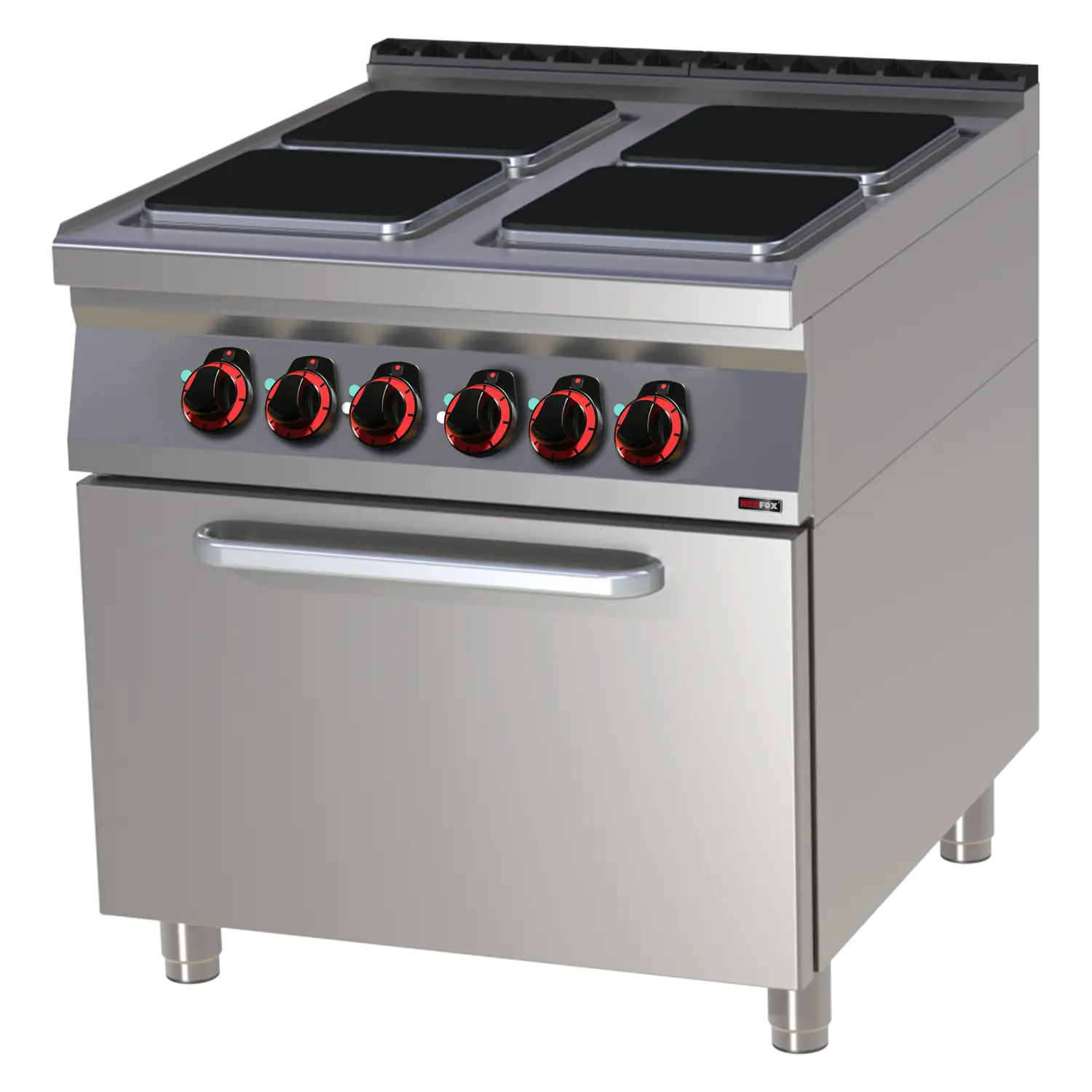 Cooking range electric with static electric oven GN 2/1 - 4x plate  | REDFOX - SPQT 90/80 21 E
