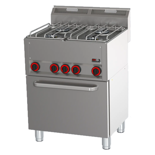 Cooking range combined with electric convection oven GN 1/1 - 4x burner  | REDFOX - SPT 60 GL