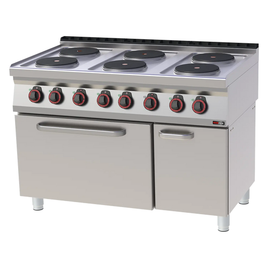 Cooking range electric with static electric oven GN 2/1 - 6x plate 400 V | REDFOX - SPT 70/120-21 E