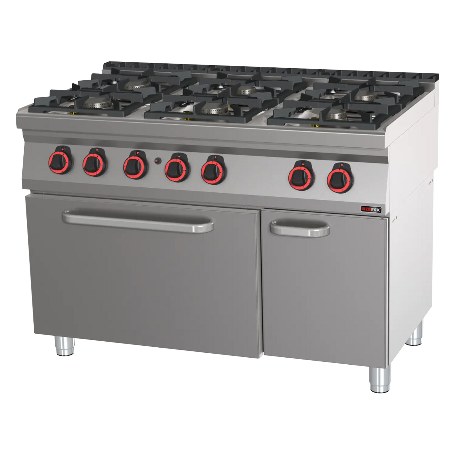 Cooking range gas with static gas oven GN 2/1 - 6x burner  | REDFOX - SPT 70/120 21 G