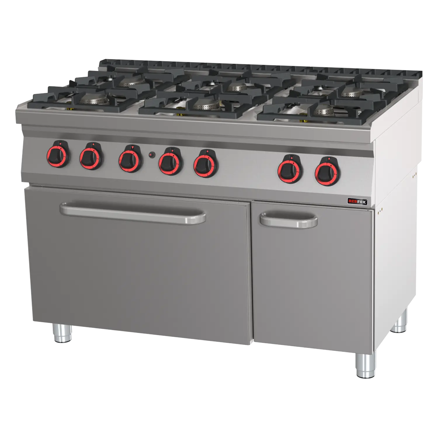 Cooking range gas with static gas oven GN 2/1 - 6x burner  | REDFOX - SPT 70/120 21 G