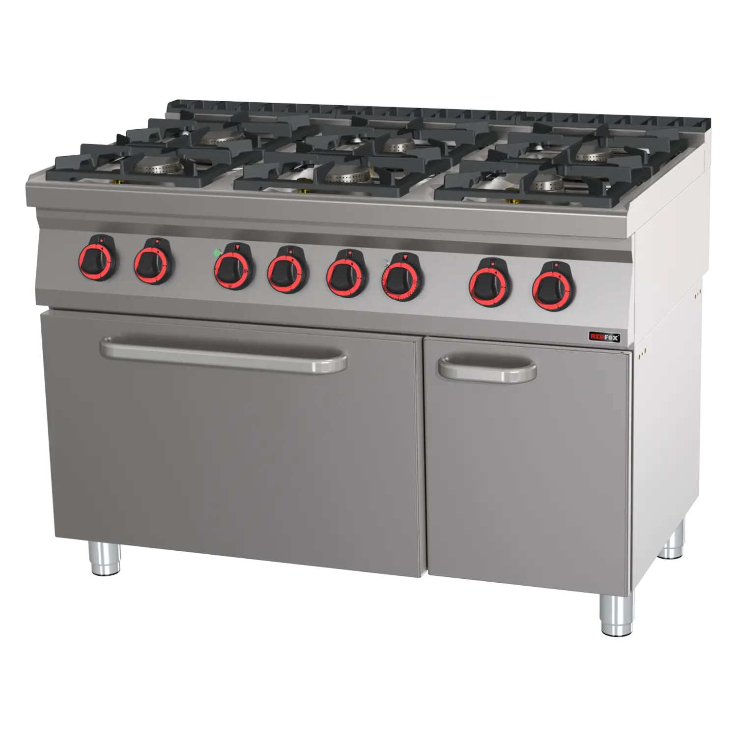 Cooking range combined with static electric oven GN 2/1 - 6x burner  | REDFOX - SPT 70/120 21 GE