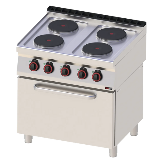 Cooking range electric with electric convection oven GN 1/1 - 4x plate 400 V | REDFOX - SPT 70/80 11 E