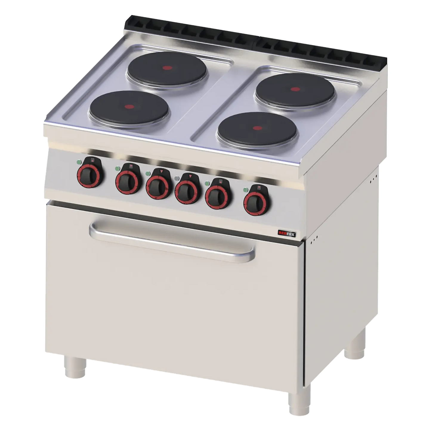 Cooking range electric with static electric oven GN 2/1 - 4x plate 400 V | REDFOX - SPT 70/80 21 E