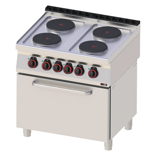 Cooking range electric with static electric oven GN 2/1 - 4x plate 400 V | REDFOX - SPT 70/80 21 E