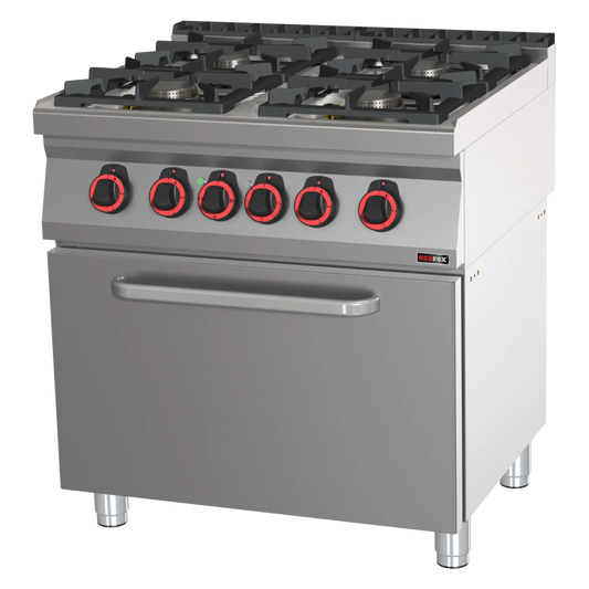 Cooking range combined with static electric oven GN 2/1 - 4x burner  | REDFOX - SPT 70/80 21 GE