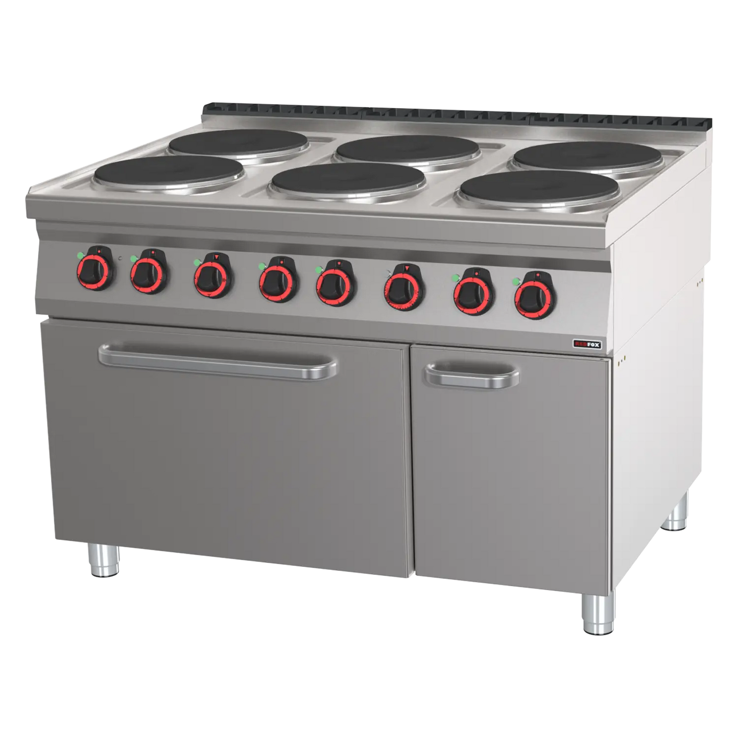 Cooking range electric 6x plates with oven GN 2/1 | REDFOX - SPT 90/120-21 E