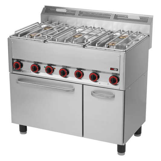 Cooking range combined with electric convection oven GN 1/1 - 5x burner  | REDFOX - SPT 90/5 GLS