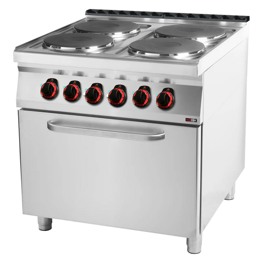 Cooking range electric with electric convection oven GN 1/1 - 4x plate  | REDFOX - SPT 90/80 11 E