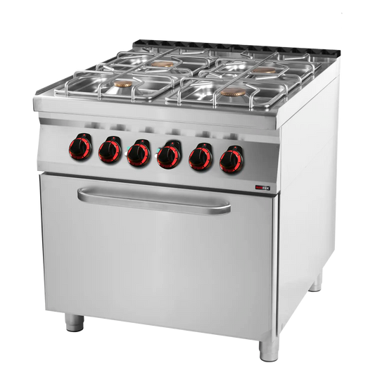 Cooking range combined with electric convection oven GN 1/1 - 4x burner  | REDFOX - SPT 90/80 11 GE