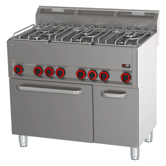 Cooking range combined with electric convection oven GN 1/1 - 6x burner  | REDFOX - SPT 90 GL
