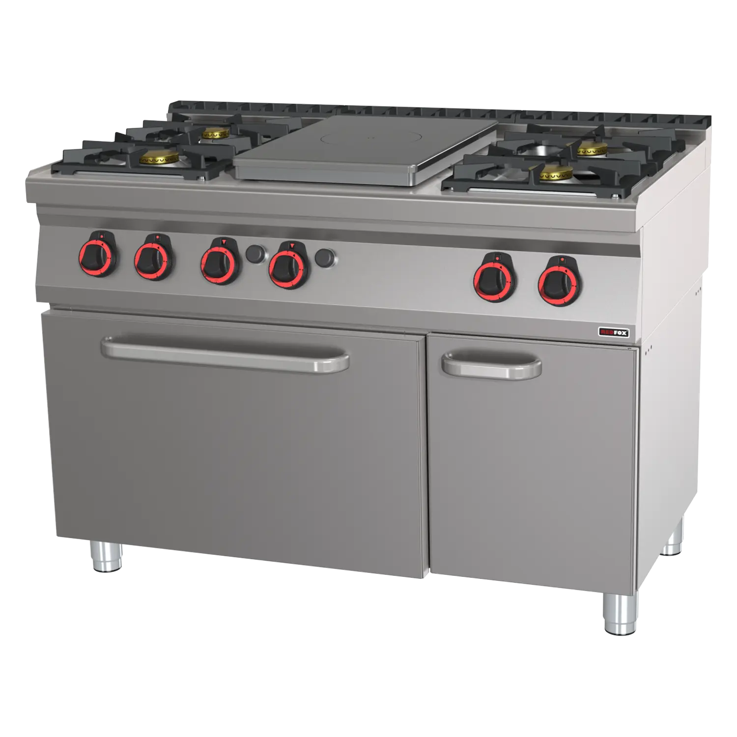 Cooking range solid top gas with static gas oven GN 2/1 - 5x burner  | REDFOX - STPT 70/120 21 G