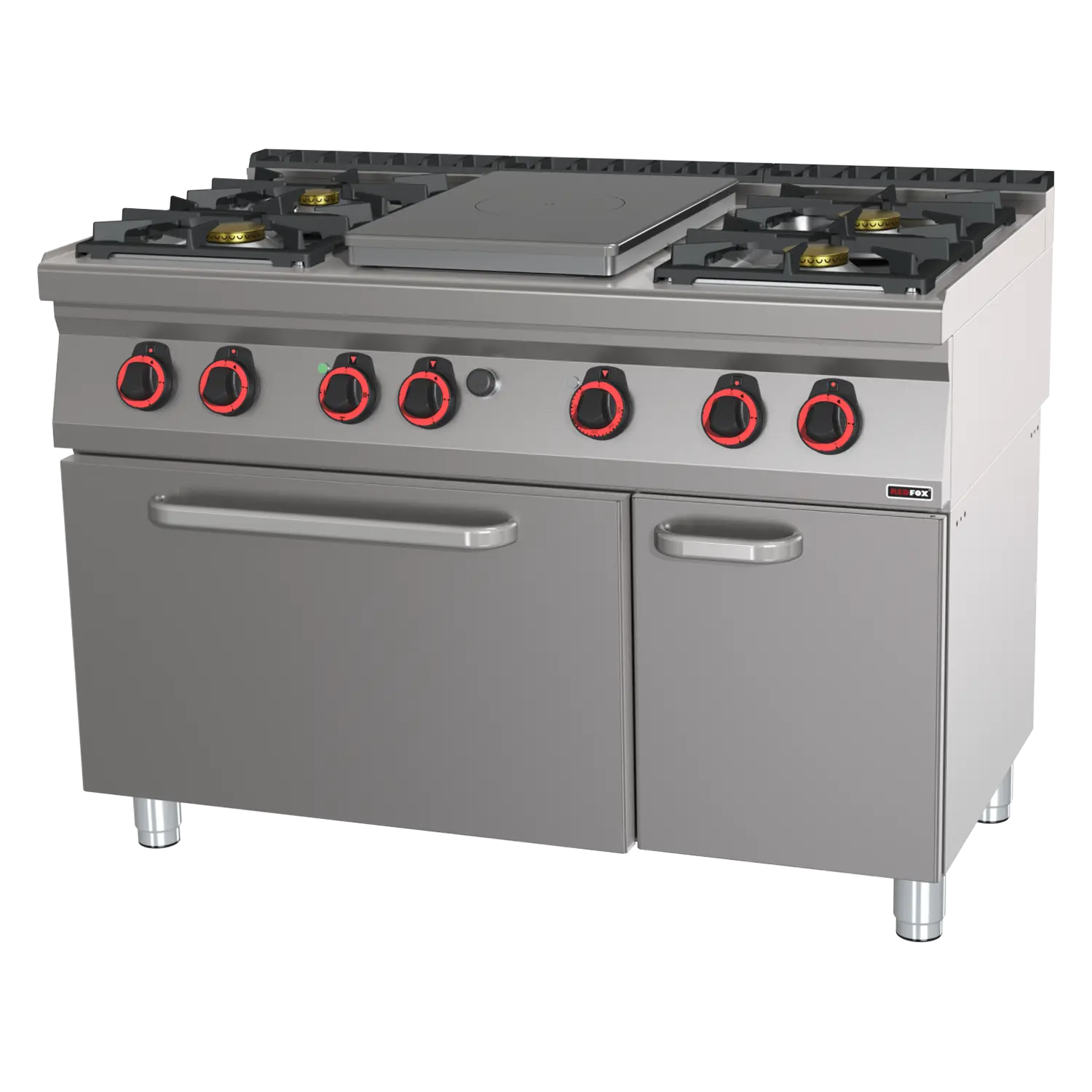 Cooking range solid top gas with static electric oven GN 2/1 - 5x burner  | REDFOX - STPT 70/120 21 GE
