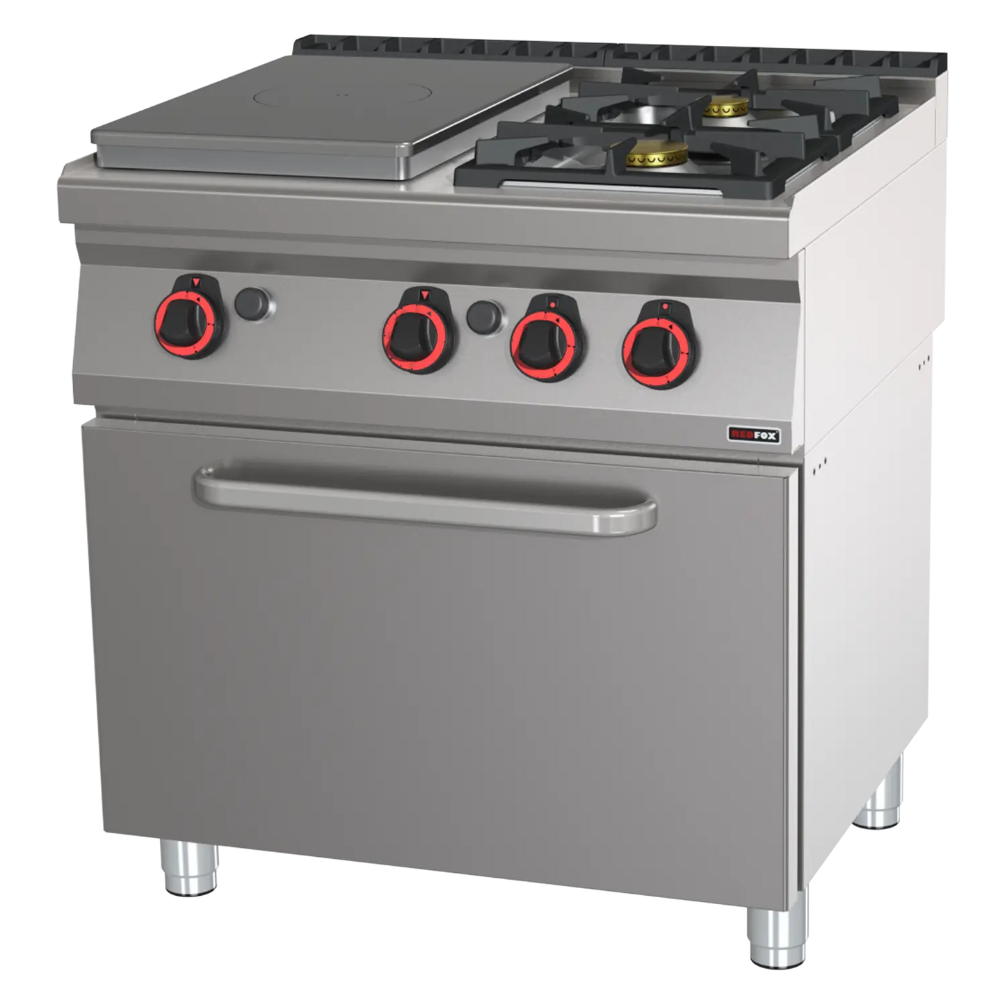 Cooking range solid top gas with static gas oven GN 2/1 - 3x burner  | REDFOX - STPT 70/80 21 G