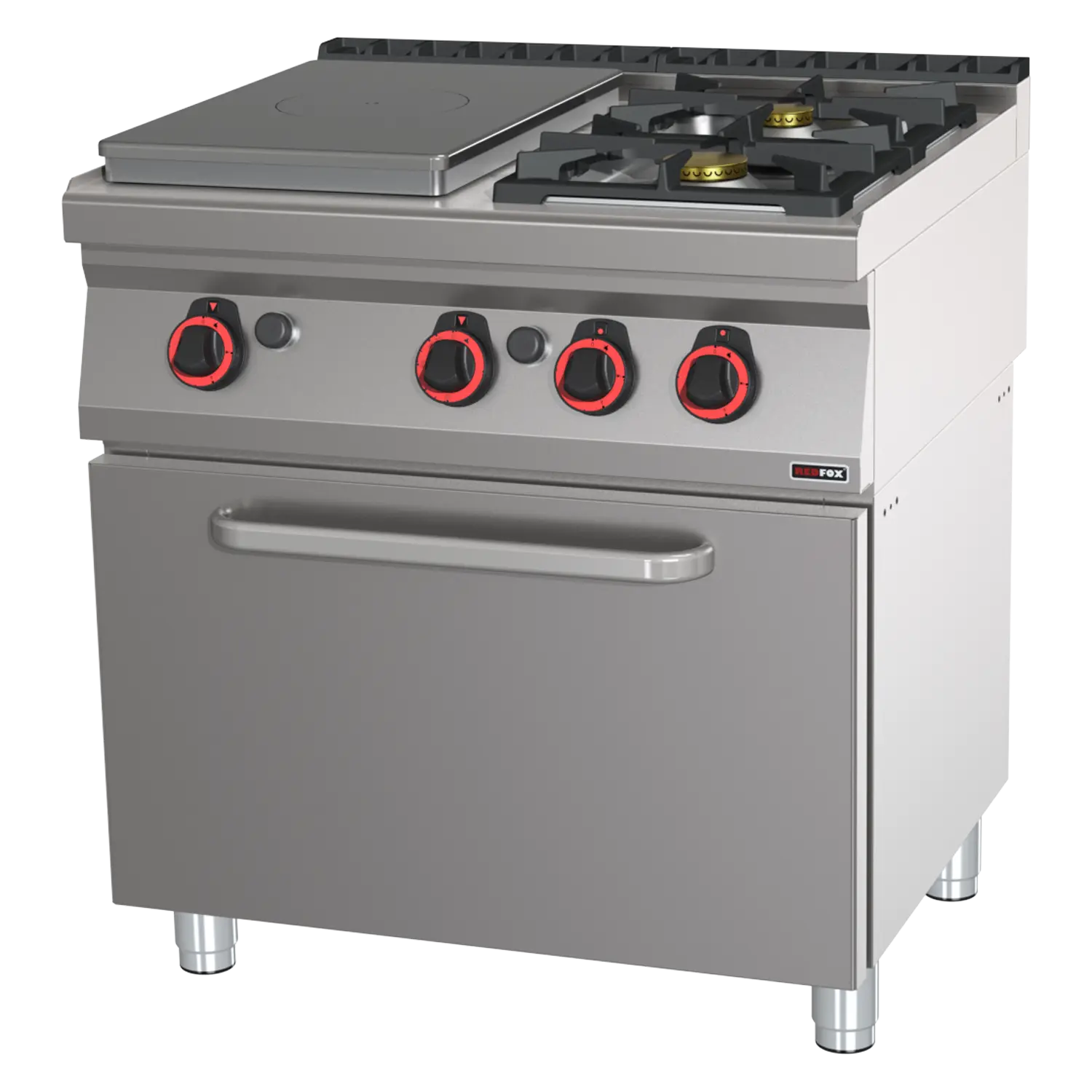 Cooking range solid top gas with static gas oven GN 2/1 - 3x burner  | REDFOX - STPT 70/80 21 G