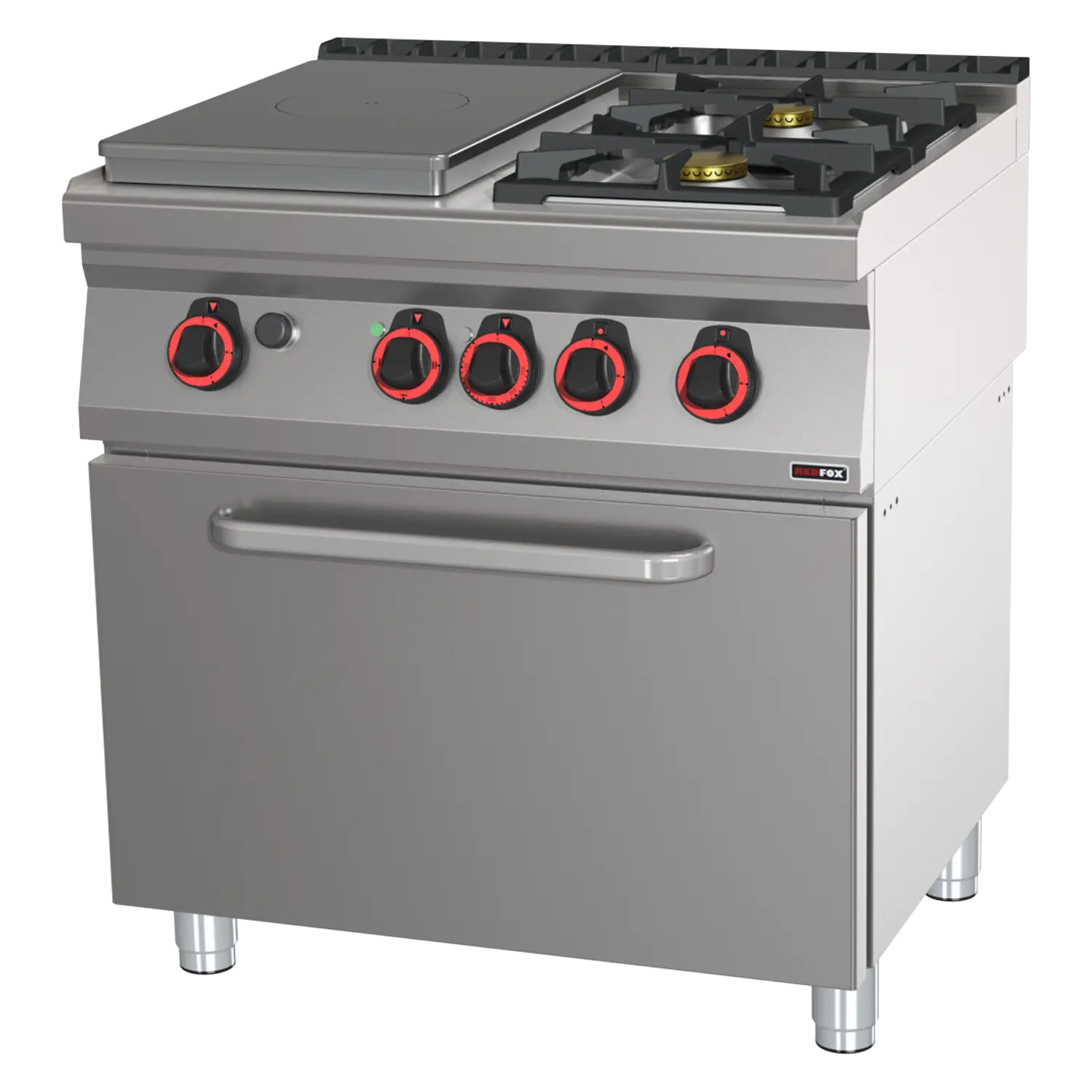 Cooking range solid top gas with static electric oven GN 2/1 - 3x burner  | REDFOX - STPT 70/80 21 GE