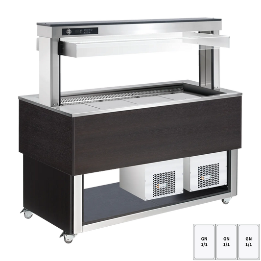 Food display island chilled, adjustable GN 3-1/1 Wenge | RM - TR BLUE+ 3W