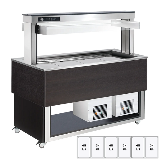 Food display island chilled, adjustable GN 6-1/1 Wenge | RM - TR BLUE+ 6W