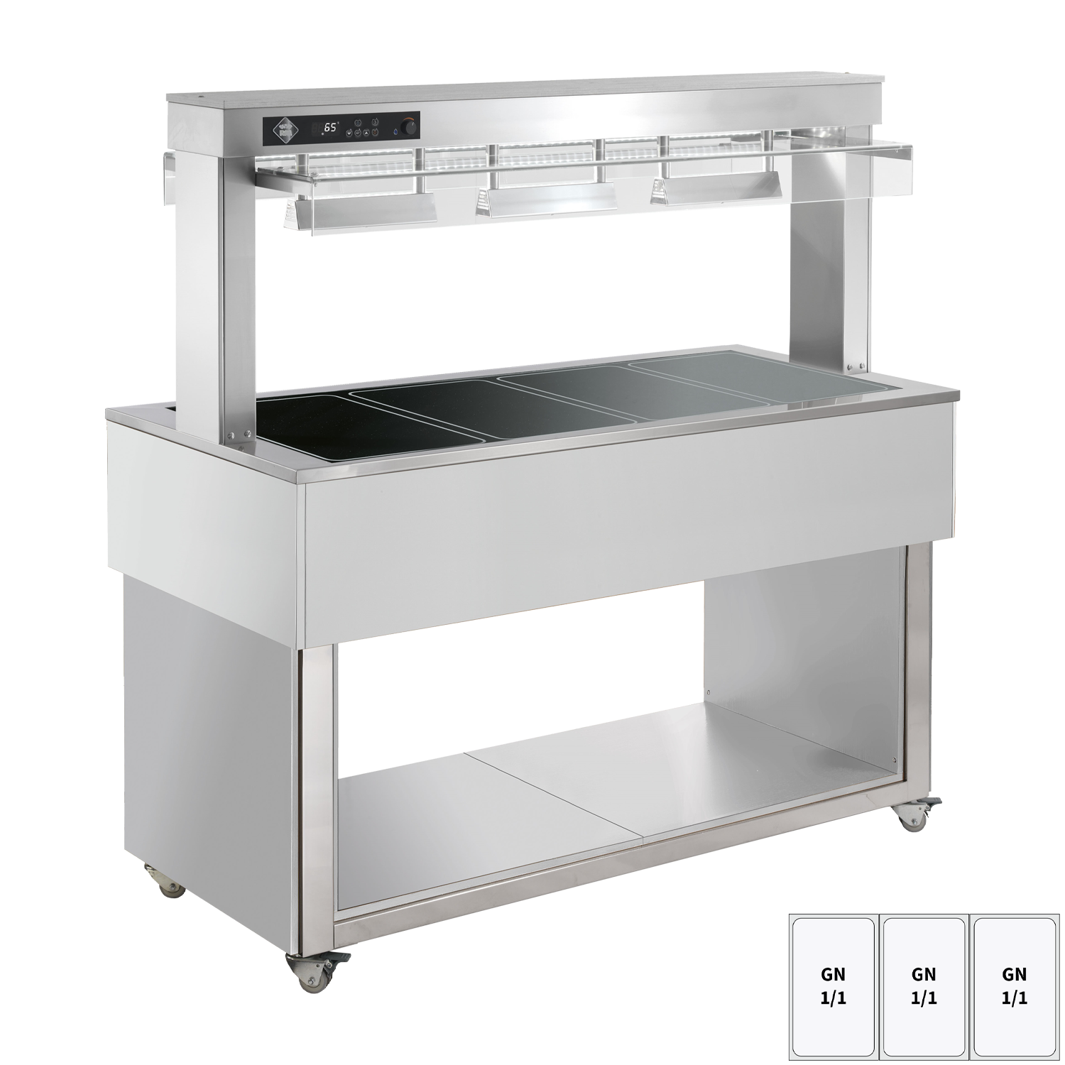 Food display island heated, glass ceramic GN 3-1/1 RAL | RM - TR BROWN+ 3R
