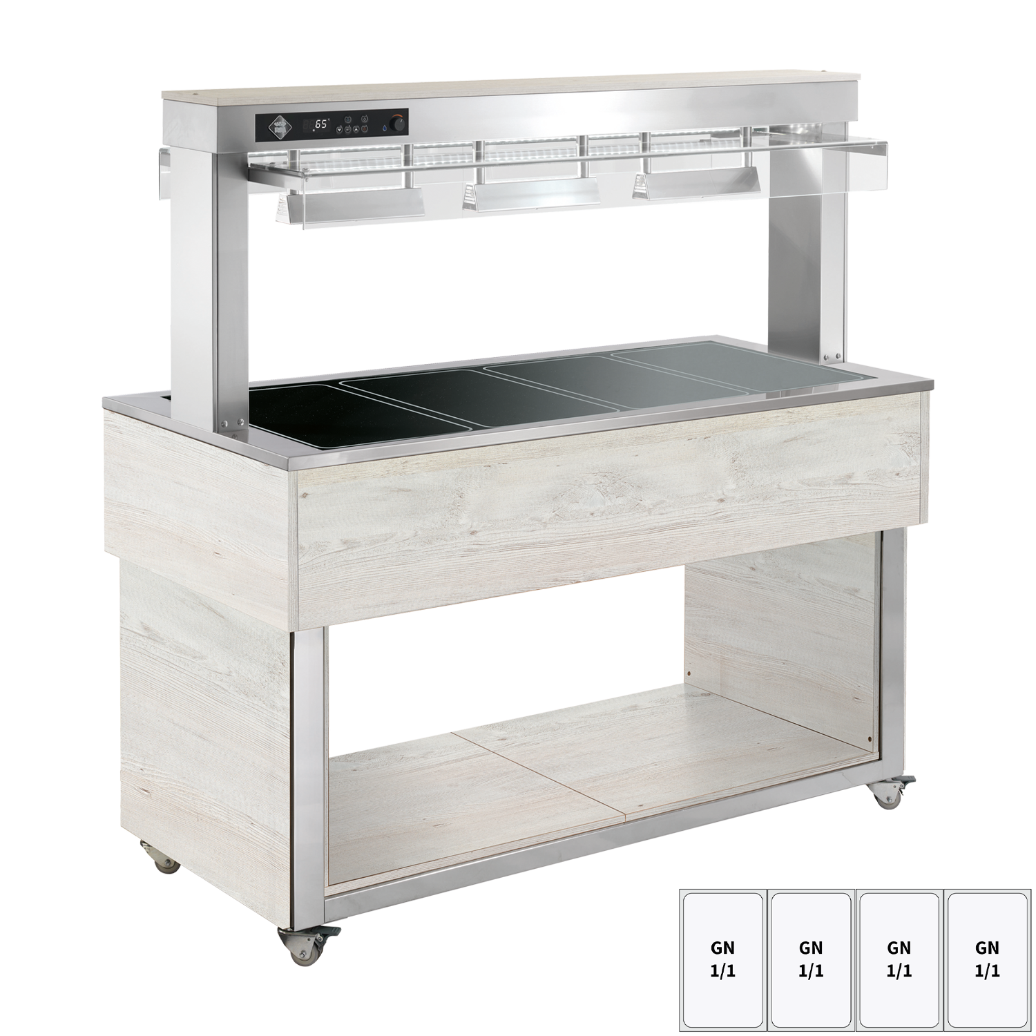 Food display island heated, glass ceramic GN 4-1/1 Hemlock | RM - TR BROWN+ 4H