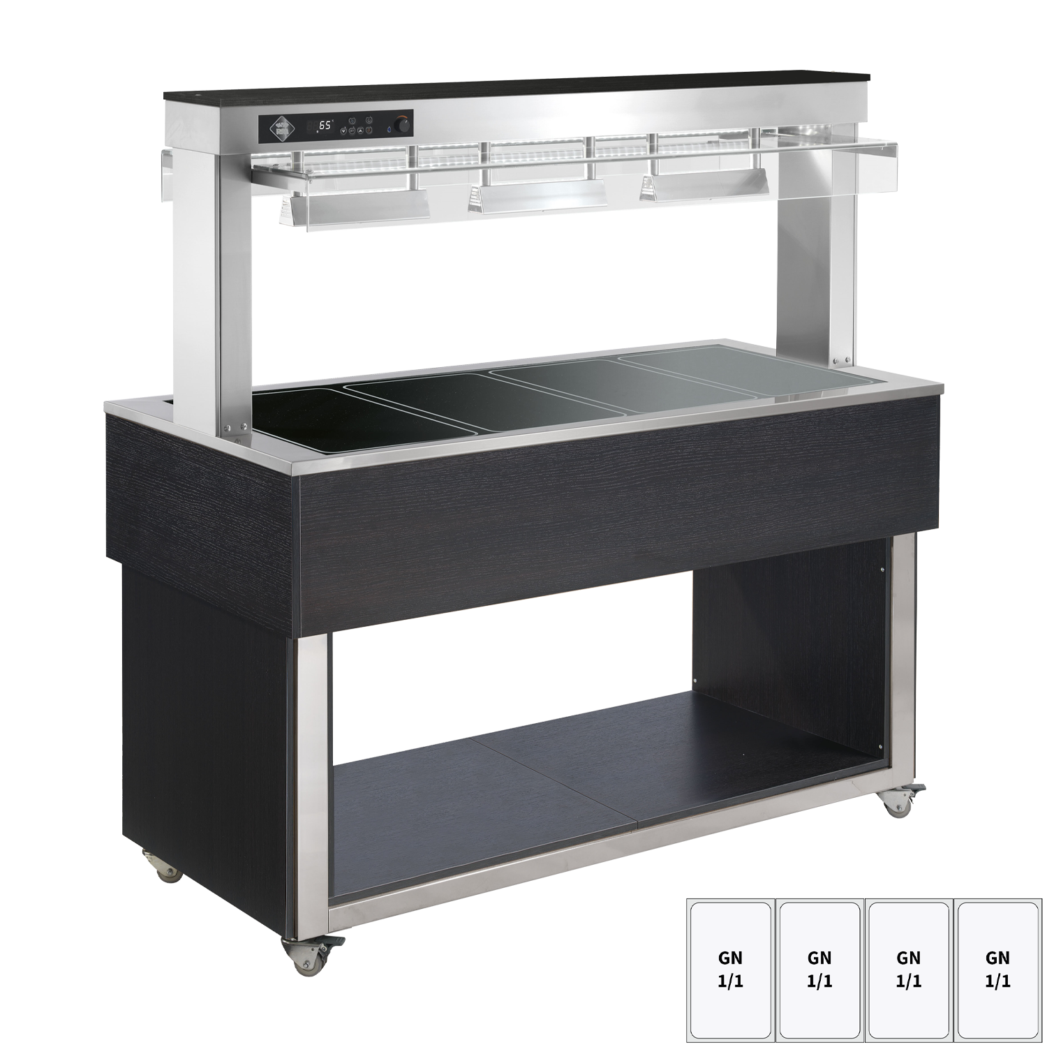 Food display island heated, glass ceramic GN 4-1/1 Wenge | RM - TR BROWN+ 4H