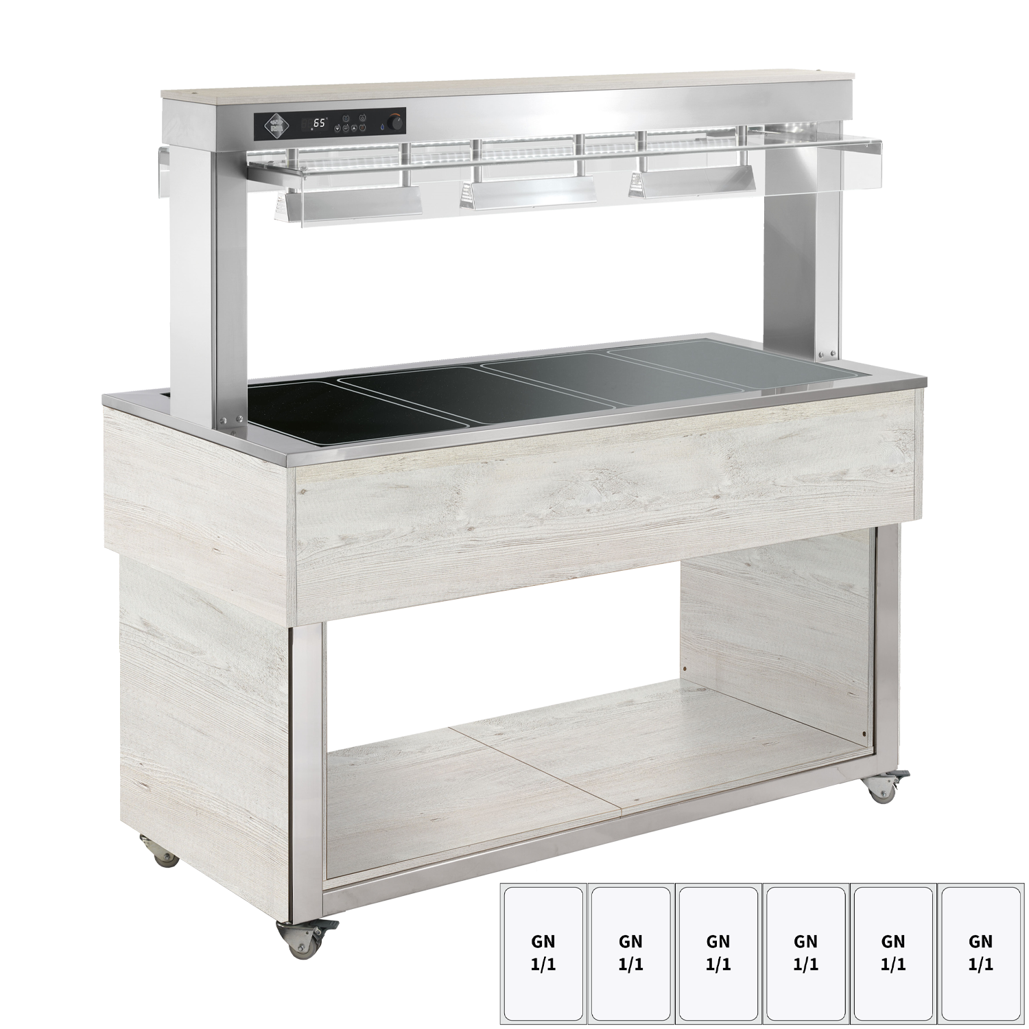 Food display island heated, glass ceramic GN 6-1/1 Hemlock | RM - TR BROWN+ 6H