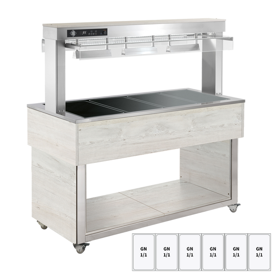 Food display island heated, glass ceramic GN 6-1/1 Hemlock | RM - TR BROWN+ 6H
