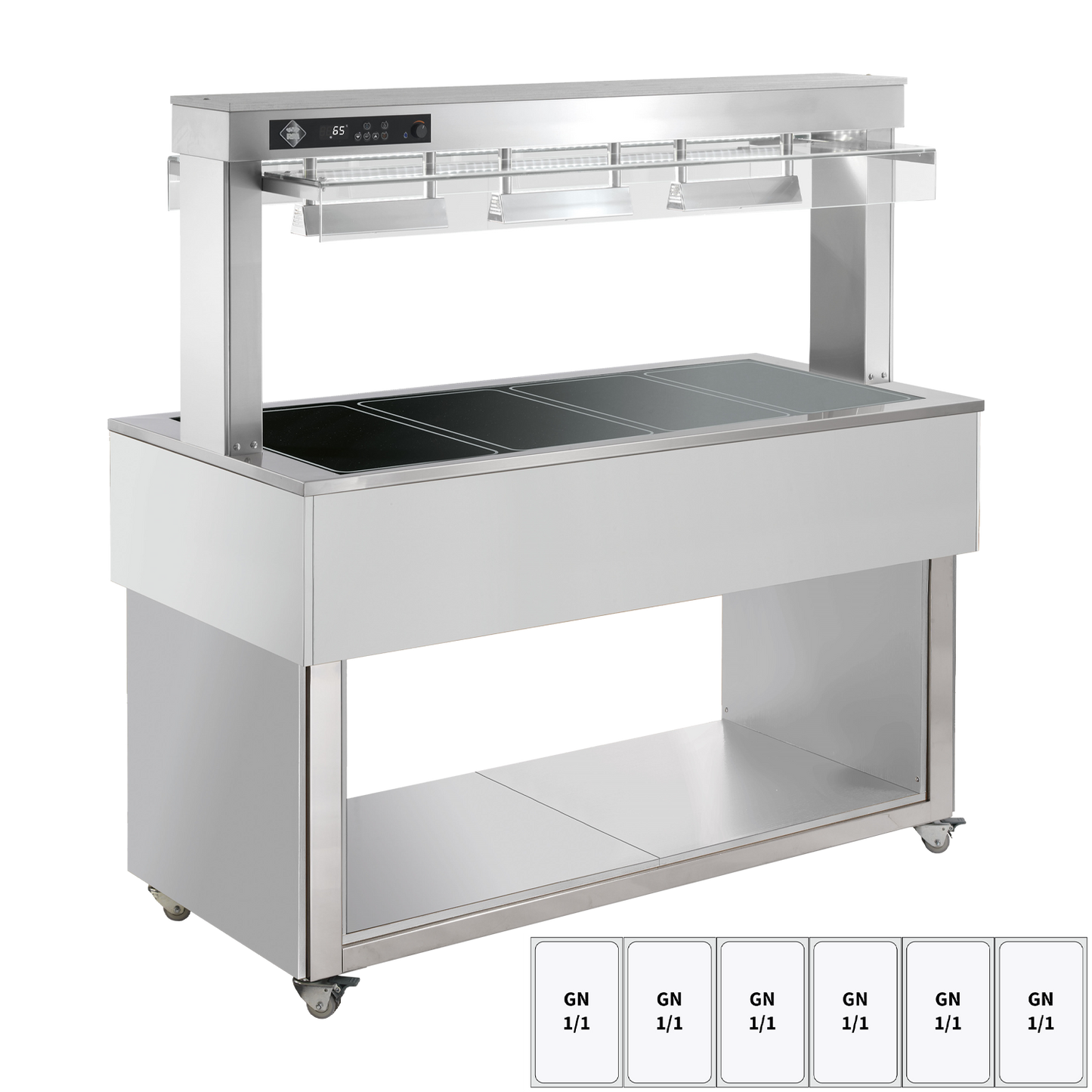 Food display island heated, glass ceramic GN 6-1/1 RAL | RM - TR BROWN+ 6R