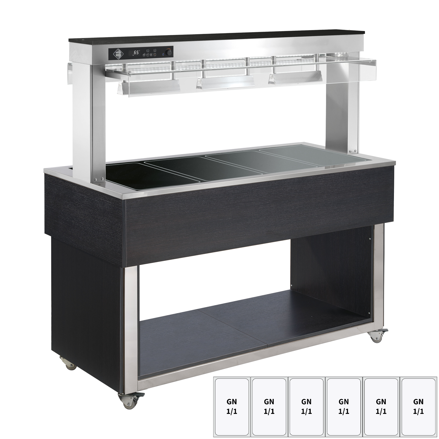 Food display island heated, glass ceramic GN 6-1/1 Wenge | RM - TR BROWN+ 6W