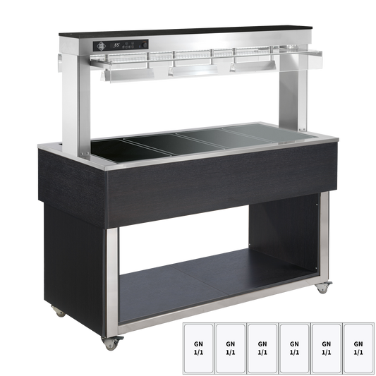 Food display island heated, glass ceramic GN 6-1/1 Wenge | RM - TR BROWN+ 6W