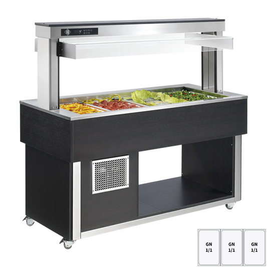 Food display island chilled GN 3-1/1 - 200 mm,  Wenge | RM - TR GREEN+ 3W