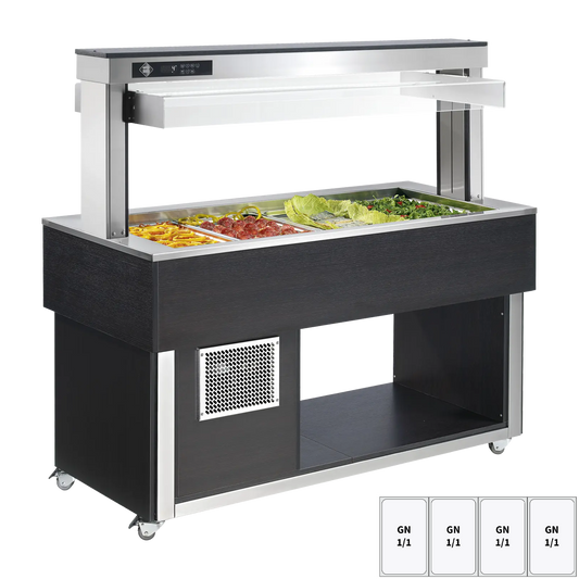 Food display island chilled GN 4-1/1 - 200 mm,  Wenge | RM - TR GREEN+ 4W