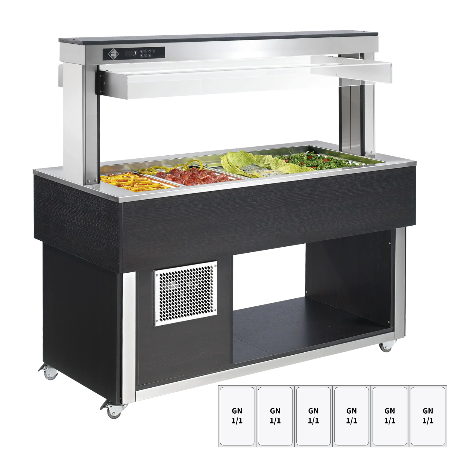 Food display island chilled GN 6-1/1 - 200 mm,  Wenge | RM - TR GREEN+ 6W